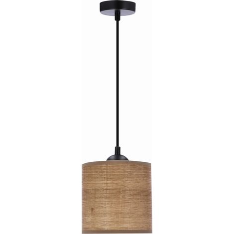 Suspension Candellux Legno tissu brun Ø15cm E27 40W (1/3)