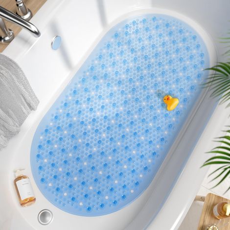 1 Tapis de bain ovale 68x38cm antidérapant PVC bulles lavable machine salle de bain