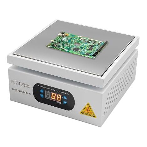 Station de soudage professionnelle - Plaque chauffante 700 W - 20 x 20 cm - Surface de chauffage numérique 0-500 °C - Station de préchauffage micro-ordinateur pour rework SMD, retrait de PCB, soudure (1/5)