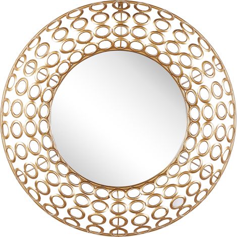 Espejo de pared ovalado dorado ø 80 cm decoración de pared sala de estar estilo ecléctico Bourdon (1/5)