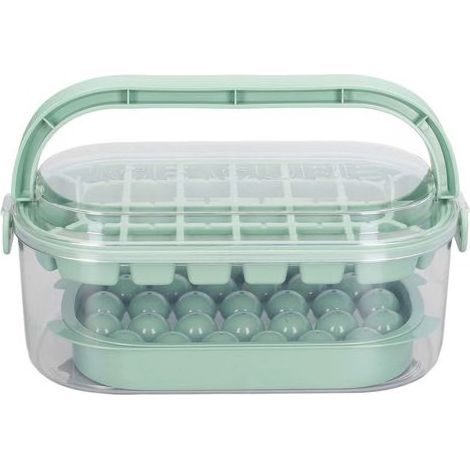 bacs à glaçons ronds et carrés avec couvercle et bac pour congélateur, moules à glaçons avec pelle, pour faire 54 glaçons [Fond rigide] Fresh Green, ensemble à 2 couches