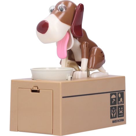Tirelire Chiot Animal Mignon Enfants Voler de l'Argent Chien Boîte à Pièces Blanche Spray Marron