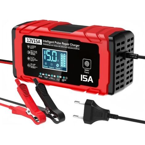 15A Chargeur de Batterie Voiture - 12V 15A Chargeur Batterie Moto Intelligent Entièrement Automatique avec Compensation de Température pour Les Batteries Plomb-Acide et LifePO4, Bateaux,Moto (1/5)