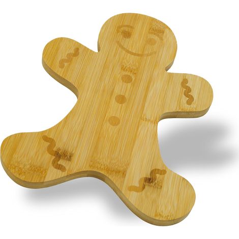 Zenker Tagliere di Natale in Legno di Bambù 100% Certificato FSC - Design Gingerbread 31x23 cm - Vassoio da portata ideale per Antipasti, Salumi, Formaggi e Dolci Natalizi (1/5)