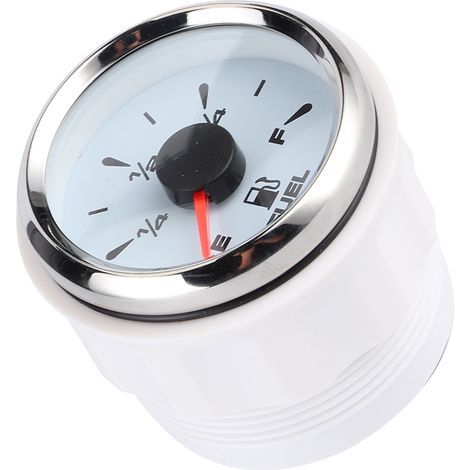 2-Zoll-Kraftstoffstandanzeige mit 190 Ohm, digitaler Anzeige und 8-farbiger Hintergrundbeleuchtung für 12V/24V-Motorräder, Autos und Yachten. Weißes Zifferblatt, silberner Rahmen. (1/5)