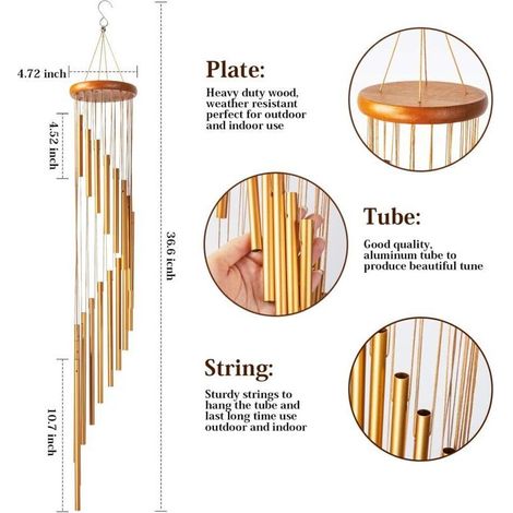 Carillon à Vent Extérieur, 90cm Carillon Éolien avec 18 Tube en Alliage D'aluminium,36" Carillon de Vent Carillon Mobile à Vent Exterieur Eolienne Décoration Jardin Maison Porche Patio Cour Balcon (1/3)
