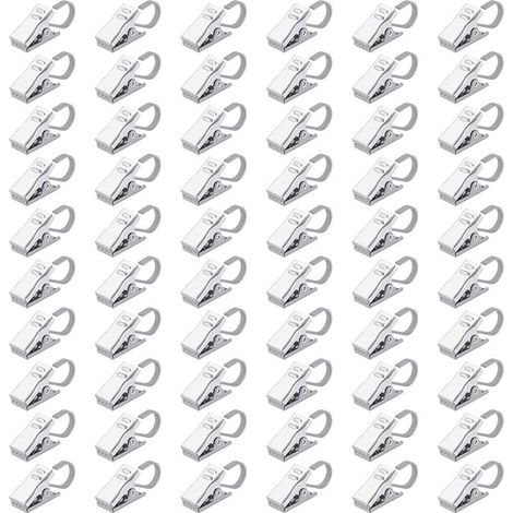 Pinces Rideaux Clips en Acier Inoxydable Crochets Rideau pour Anneaux Rideau Douche Partie Lumineuse Maison Décoration 100 Pièces (1/5)