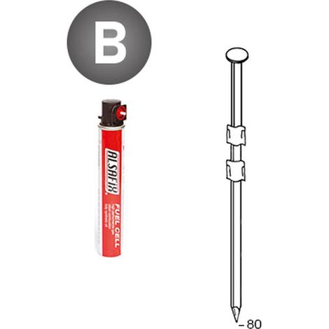 2 200 Pointes Lisses en Bande 20° (Pack) - 3.1x80 mm + 2 Cartouches de Gaz Rouge - D-Work (1/5)