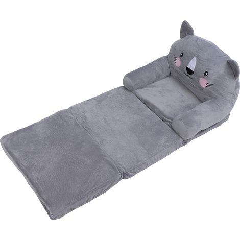 Fauteuil Enfant Gris Style Dessin Animé Pliable Large Poignée Dossier Stable Respirant Canapé Bébé pour Maison Chambre 3 Couches (1/5)