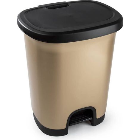 Cubo basura plastico apertura pedal 18 Litros Dorado (1/4)