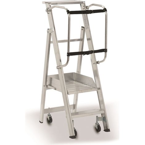 PROVOST - Plateforme roulante individuelle en aluminium inoxydable - 2 marches