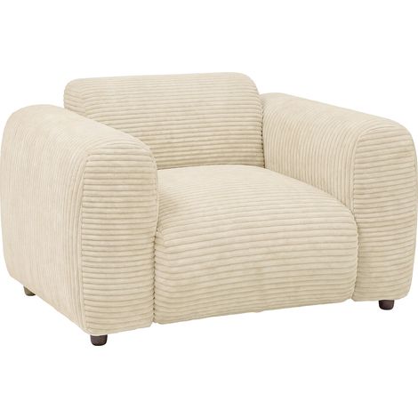 Fauteuil en velours côtelé beige POGNI de Maison Céphy (1/2)
