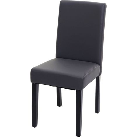 Chaise de salle à manger Littau, chaise de cuisine, similicuir, gris mat, pieds foncés