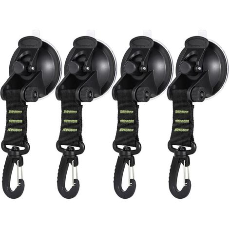 Suction Cup Anchors with Fixing Hook, Car Suction Cup Hook, Car Side Tent Tarp Accessory, for Car Camping Luggage, Boat (Green)