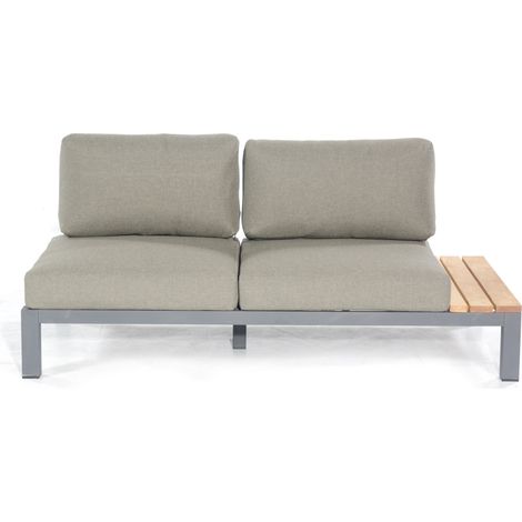 Sonnenpartner Lounge-Eckmodul 2-Sitzer rechts Equila Aluminium/Teakholz mit Kissen anthrazit Lounge-Sessel