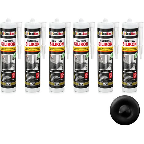 Neutralsilikon Naturstein Silikon Sanitär Marmor Inn/Auß 6 x 300ml Schwarz (1/5)
