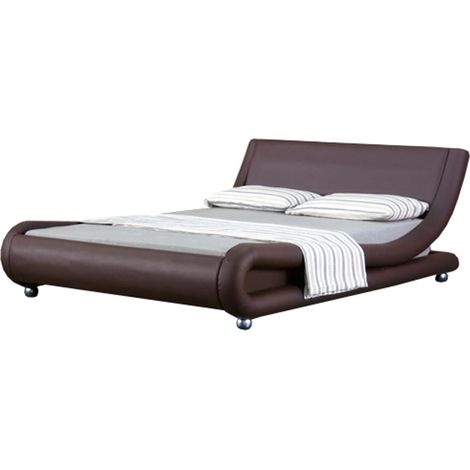 5ft Faux Leather Bed Frame in Chocolate