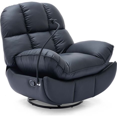 Chicago Swivel & Rocker Manual Recliner Chair Black