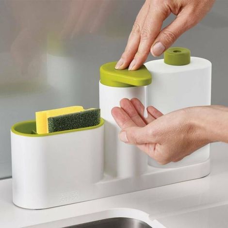 Stylish double-layer soap dispenser, double-sided design for easy cleaning, ideal for the kitchen or bathroom, ergonomic grip for optimal use. - Aqua (1/5)