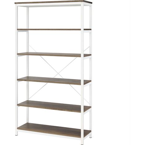 Ganbaru - Libreria scaffale a 6 ripiani 80x30xH180 cm in stile industrial oak
