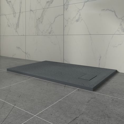 Aquariss Anthracite Rectangular Shower Tray Slate Effect SMC Slip-Resistant Shower Base 1000x700mm with Waste (1/5)