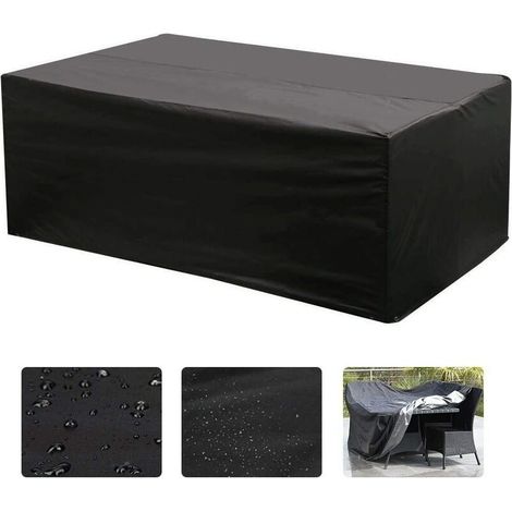 Sale-, Gartenmöbelabdeckung, Oxford Rechtecktisch Wohnzimmerabdeckung für Gartenmöbel UV-Schutz (Schwarz)-18012074CM (1/5)
