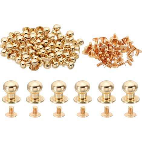 50 Ensembles Clous de 9mm pour Vêtements Rivets en Cuir Ton Or (1/5)