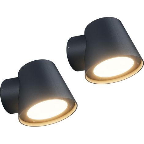 2 Pièces Applique GU10 Extérieure/Intérieur, Moderne Éclairage Mural, étanche IP65 Lampe Murale Extérieur, pour Jardin Balcon, Aluminium+PC, Ampoule non incluse, Anthracite (1/5)