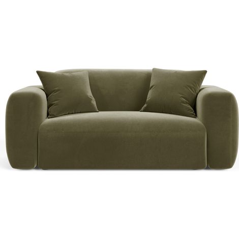 Canapé modulable 2 places en velours vert (1/4)
