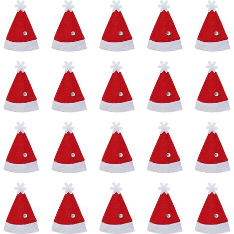 20 mini gorros navideños, de tela no tejida, para piruletas, botellas de vino y decoración festiva. (1/5)