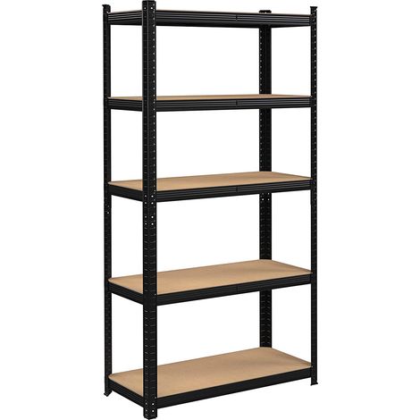 5-stöckiges Lagerregal, schwarz, 875 kg, 180 x 90 x 40 cm