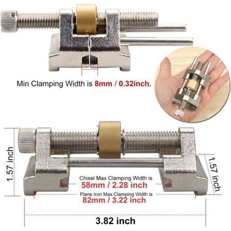 Guide d'afftage en acier inoxydable - Nosheir - Angle fixe - Roulette en laiton - Largeur de serrage réglable 8 à 82 mm (1/4)