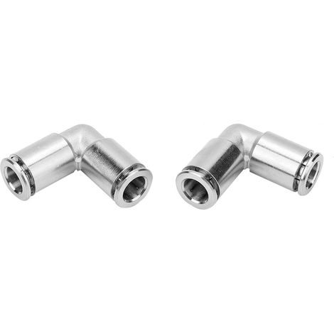 Raccord Coudé 90 Degrés - Plaque Cuivre Nickel - Connecteur Rapide Pneumatique - Pour Tuyau Air 8mm - Lot De 2 Pieces (1/5)