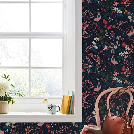 Papier peint intissé Joules fields Edge floral 1005 x 52cm Bleu