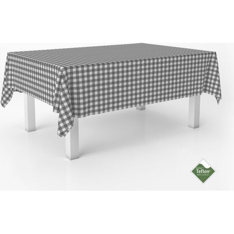 Nappe Vichy Carreaux Moyens rectangulaire 250x140 cm Gris Foncé (1/5)