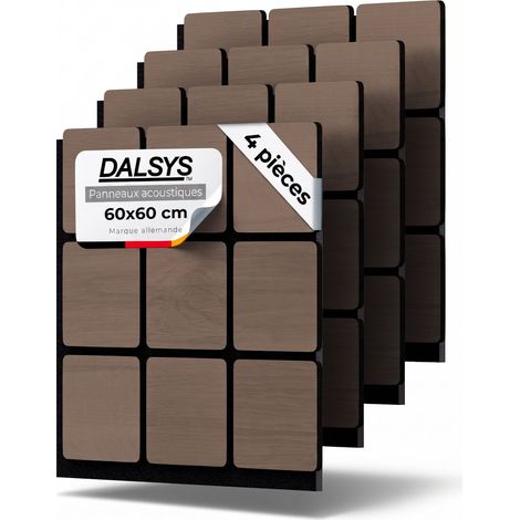 Panneau acoustique carrés Dalsys - 60 x 60 cm 4 pièces noyer (1/5)