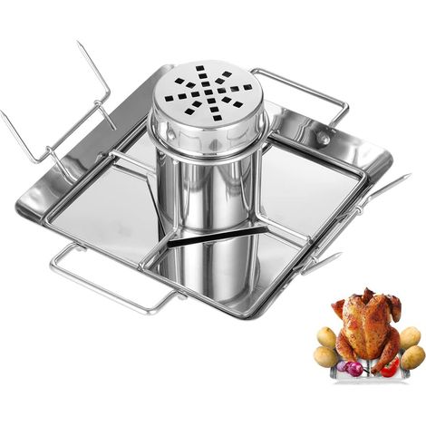 CCYKXA Cocotte à poulet,Support de poulet en acier inoxydable,Boîte à bière pour barbecue à poulet, four,Accessoire de barbecue avec 4 tirettes à légumes