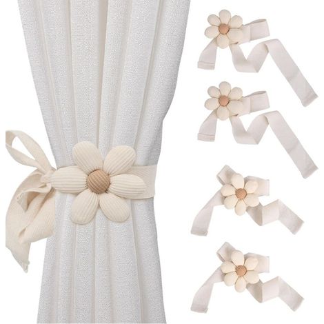 Lot de 4 embrasses de rideaux mignonnes en forme de fleurs - Embrasses de rideaux - Embrasses de rideaux - Embrasses de rideaux - Embrasses de rideaux - Embrasses de rideaux - Embrasses de