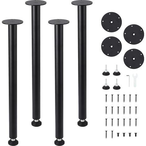 Pied de Table 4PCS Pieds de Bureau Réglables 711,2 cm en Acier Massif Capacité de Charge 544 kg Installation Rapide Pieds de Meubles Noirs Robustes pour Bricolage Maison Bureau Salle à Manger (1/5)