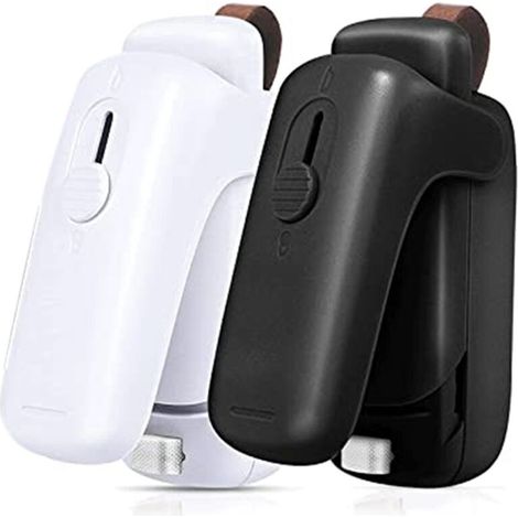 Lot de 2 mini scelleuses sous vide, scelleuses sous vide thermiques portables, scelleuse et coupeuse thermique 2 en 1 (blanc + noir) (1/5)