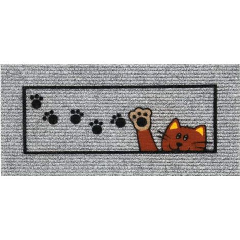 Zerbino Antiscivolo Salva Gradino 25x50 Assorbente Tappeto Ingresso Morbido 100% Made In Italy Gatto - Grigio (1/5)