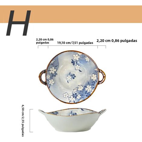 (Style E) Bol à soupe japonais en céramique de 7,5 pouces avec poignée, compatible avec le micro-ondes et les usages domestiques. (1/5)