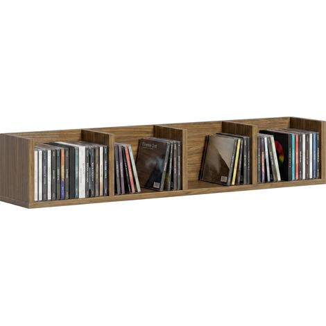 HOMCOM Wooden Wall-Mounted Storage Media Display Shelf Center Rack Walnut (1/5)