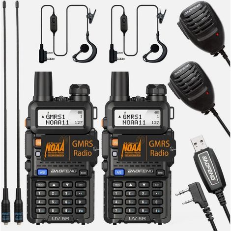 Talkie-walkie longue portée 160 km (100 miles) avec oreillette de chargement GMRS (lot de 2)-AquaForge