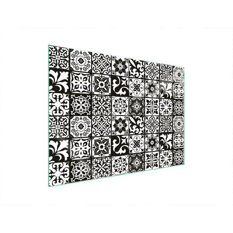 PLAQUE DE PROTECTION EN VERRE POUR POÊLE 70x52 MOSAÏQUE (1/5)