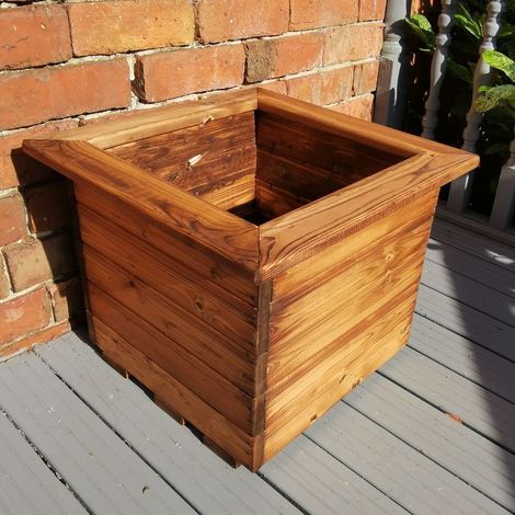Hand Made 46cm x 46cm Chunky Rustic Wooden Garden Large Square Planter (1/5)