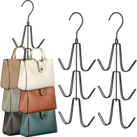 2-teiliger Handtaschenaufhänger – 360° drehbar – Metall – Schwarz – Für Taschen, Gürtel, Schleifen, Schals – Aufbewahrung und Organisation im Kleiderschrank (1/5)