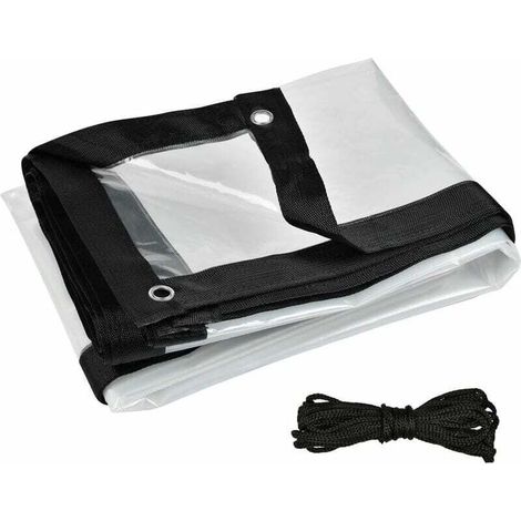 Bâche transparente imperméable avec œillets et corde, couverture de protection, couverture imperméable extérieure, balcon, jardin, serre, abri pour plantes (2x4m)