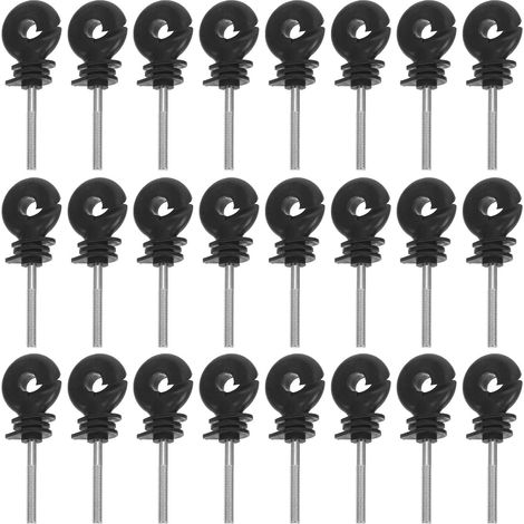 50 Pièces Lot de 50 Isolateurs à Visser pour Clôture Électrique Goupilles de Clôture en Acier Noir 8,9 CM et Élevage Bovin Fixation Résistante aux Intempéries pour Poteaux de (1/5)