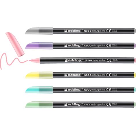 edding 1200 Feutre de coloriage pointe fine - étui de 6 couleurs pastel - pointe ronde 1 mm - feutre pour dessiner et écrire - pour l'école ou les mandalas (1/5)